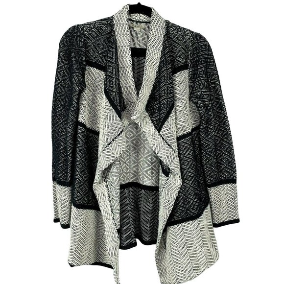 Lucky Brand Sweaters - Lucky Brand Cardigan Sweater Wrap Long Open Front size S Black Cream Oversized